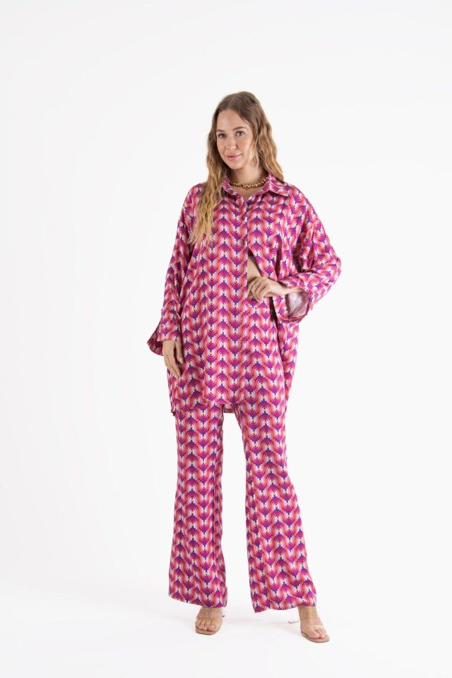 Retro Desenli Oversize Takım