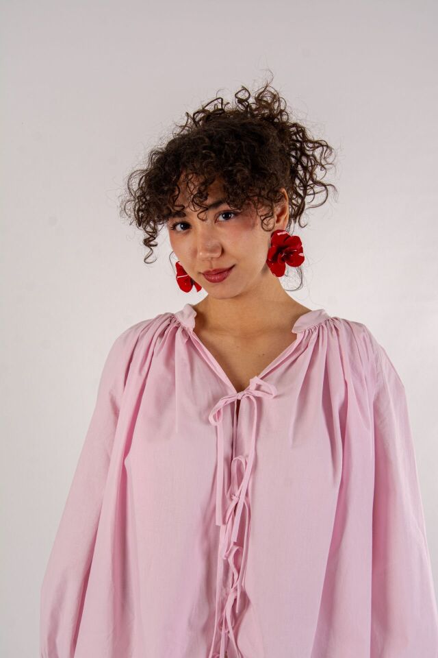 Pembe Biyeli Plaj Elbisesi