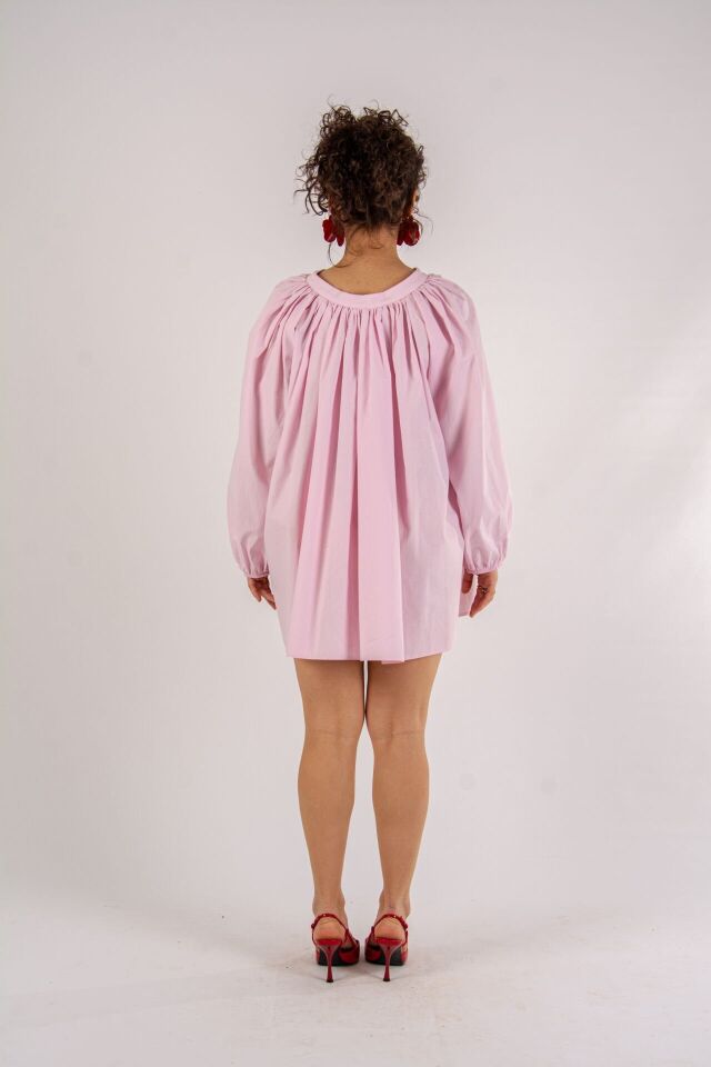 Pembe Biyeli Plaj Elbisesi