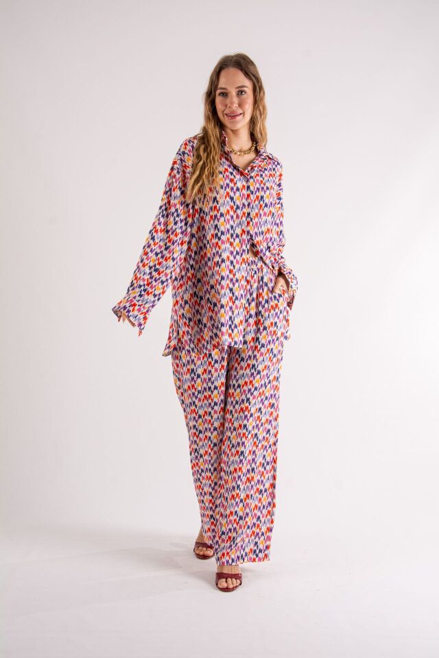 Mozaik Desenli Oversize Takım L-XL