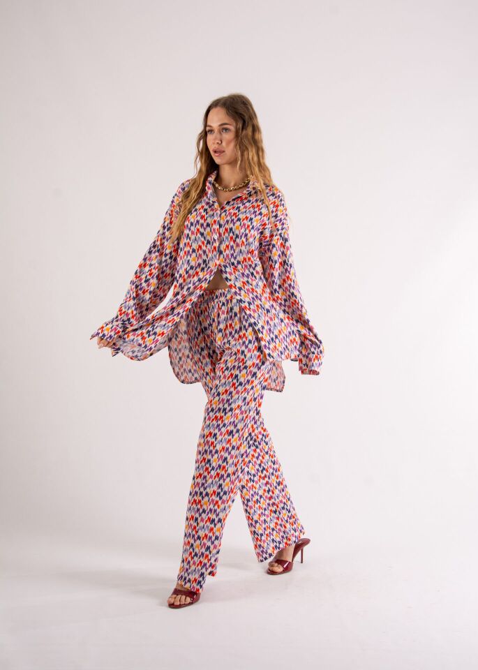 Mozaik Desenli Oversize Takım S-M