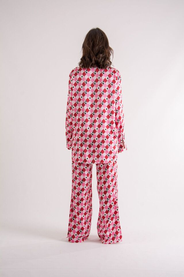 Kalp Desenli Oversize Takım