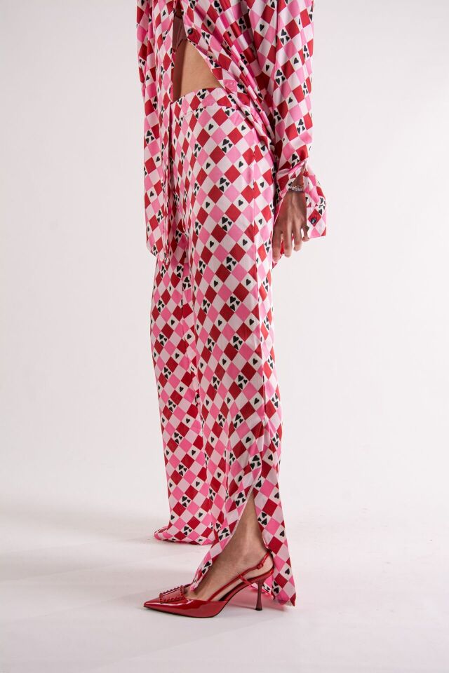 Kalp Desenli Oversize Takım