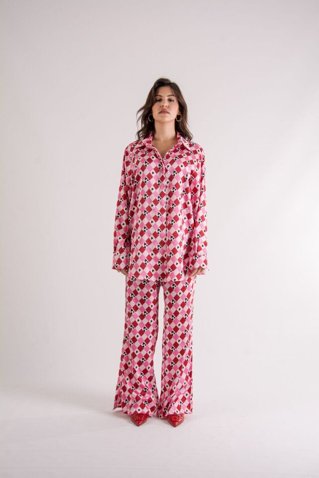Kalp Desenli Oversize Takım L-XL