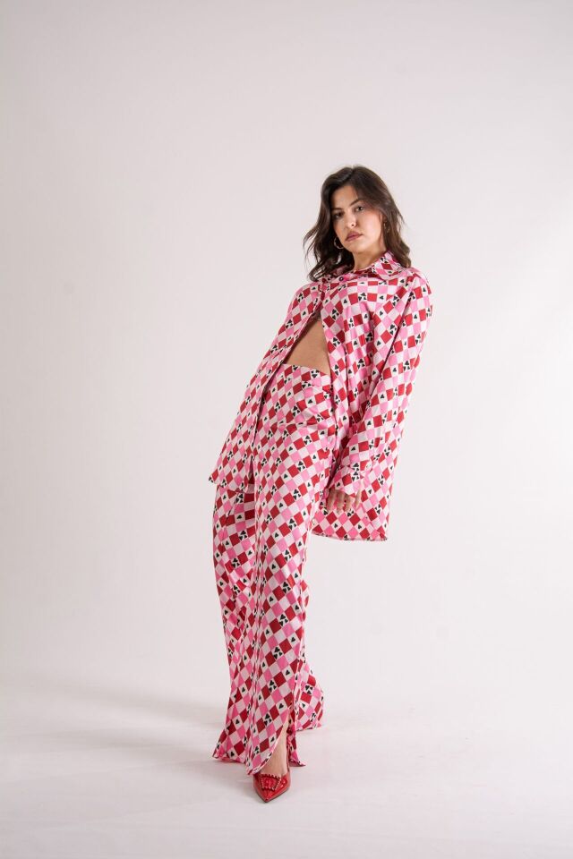 Kalp Desenli Oversize Takım L-XL