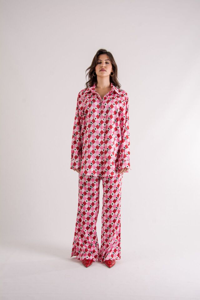 Kalp Desenli Oversize Takım S-M