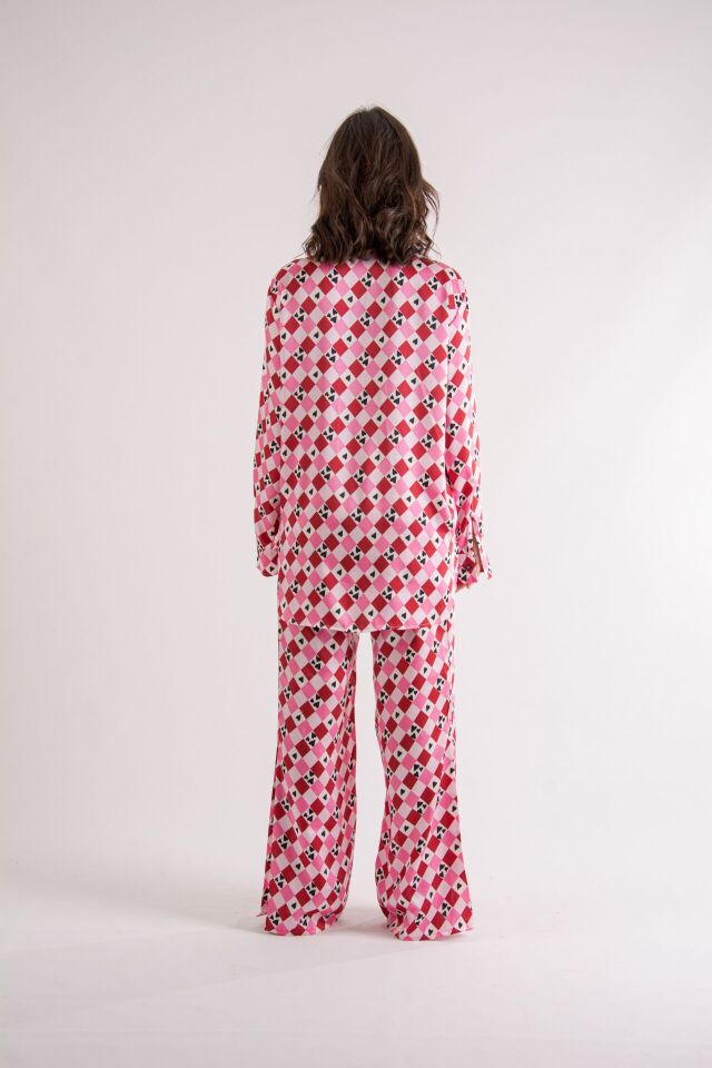 Kalp Desenli Oversize Takım S-M