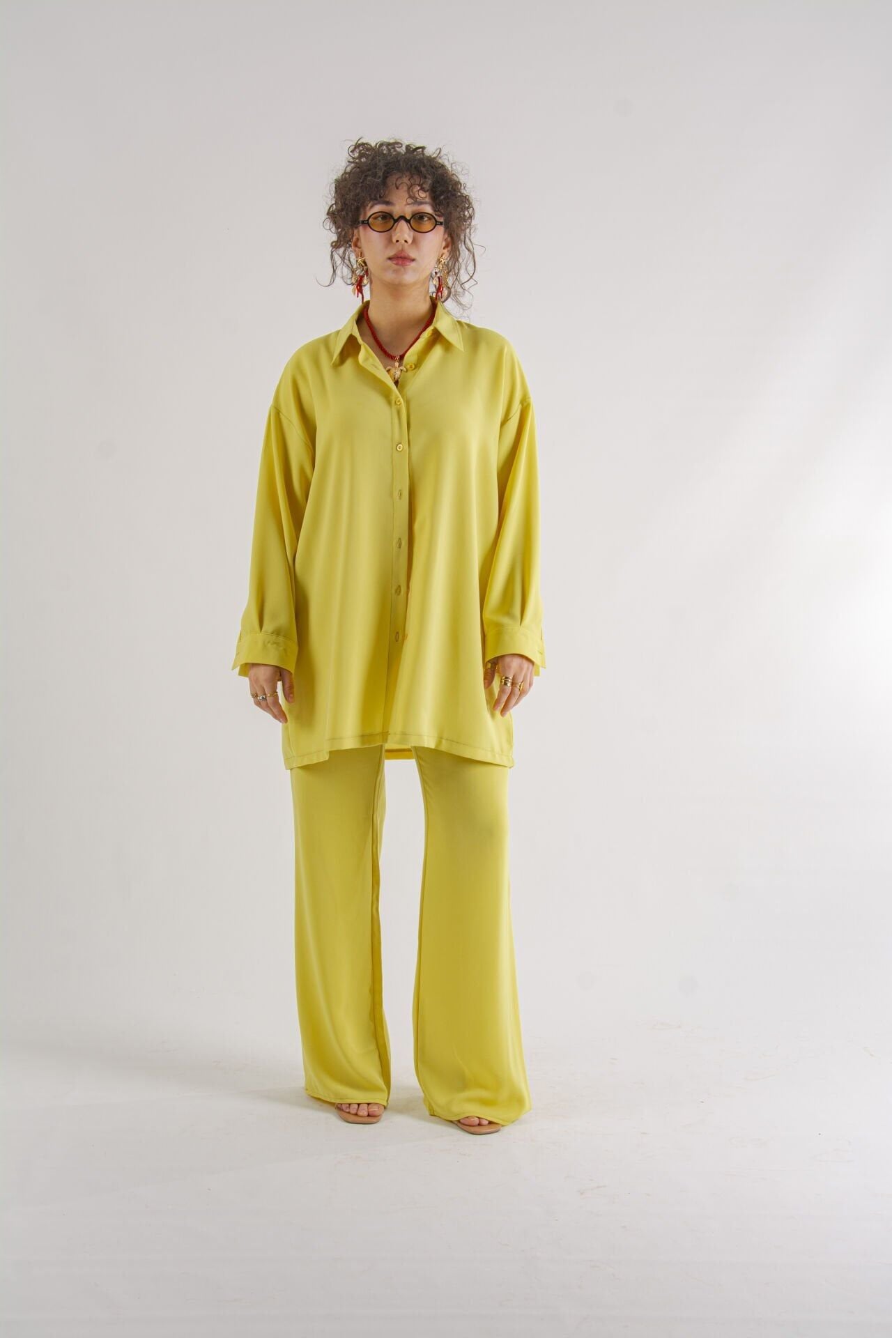 Limon Sarısı Oversize Takım