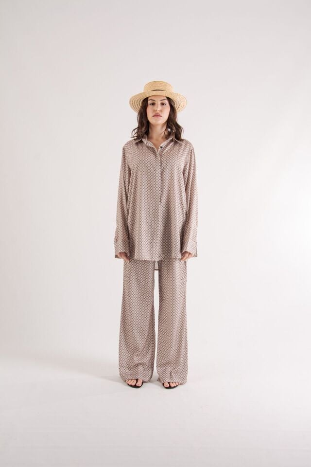 Petek Desenli Oversize Takım