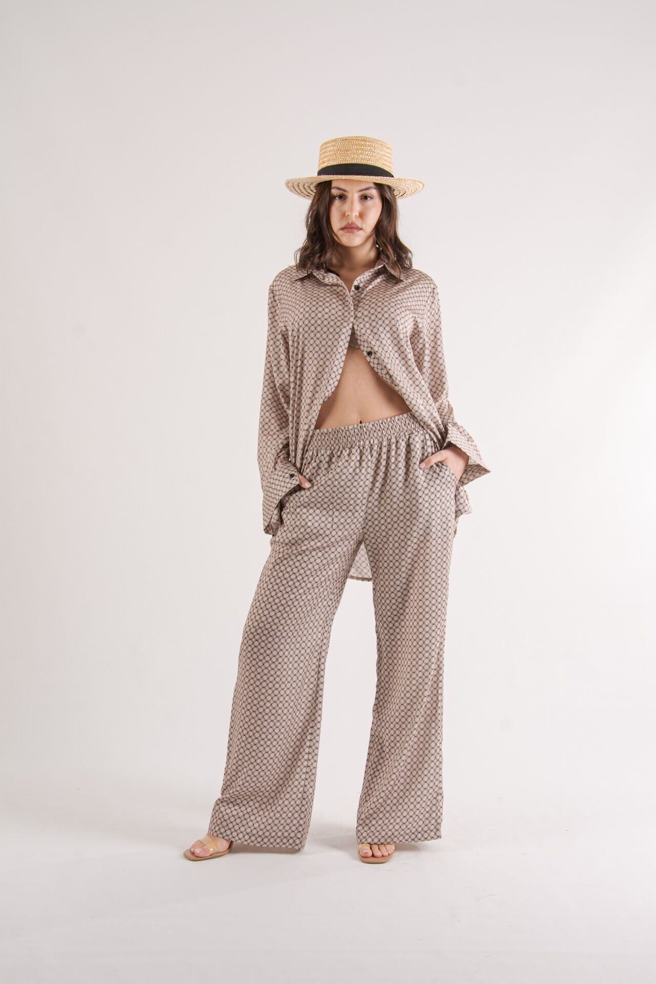 Petek Desenli Oversize Takım
