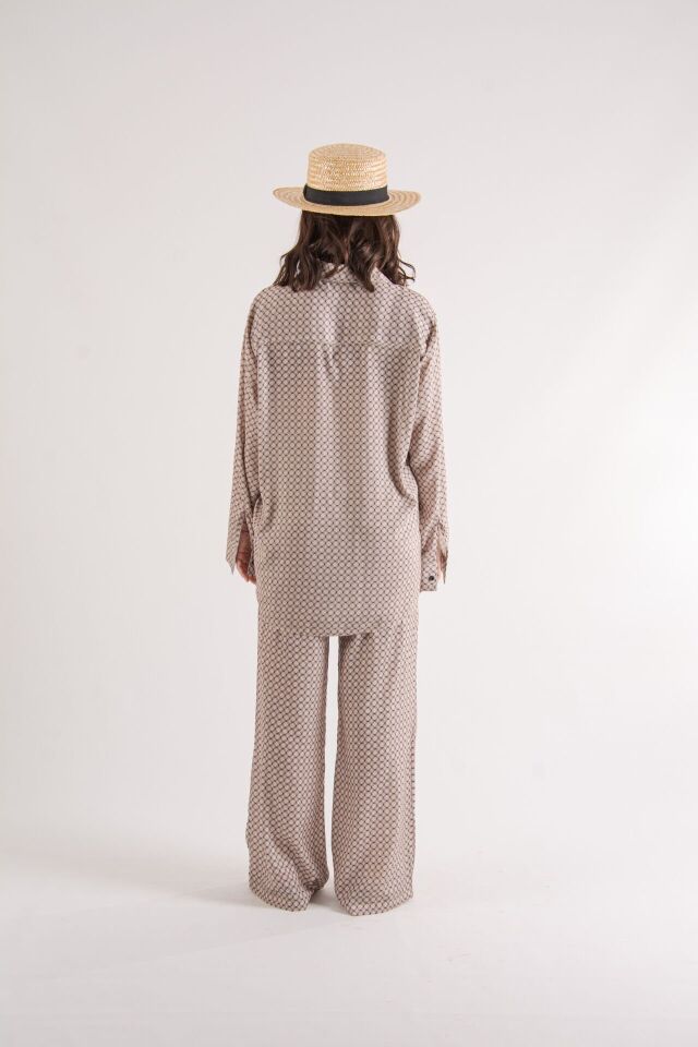 Petek Desenli Oversize Takım