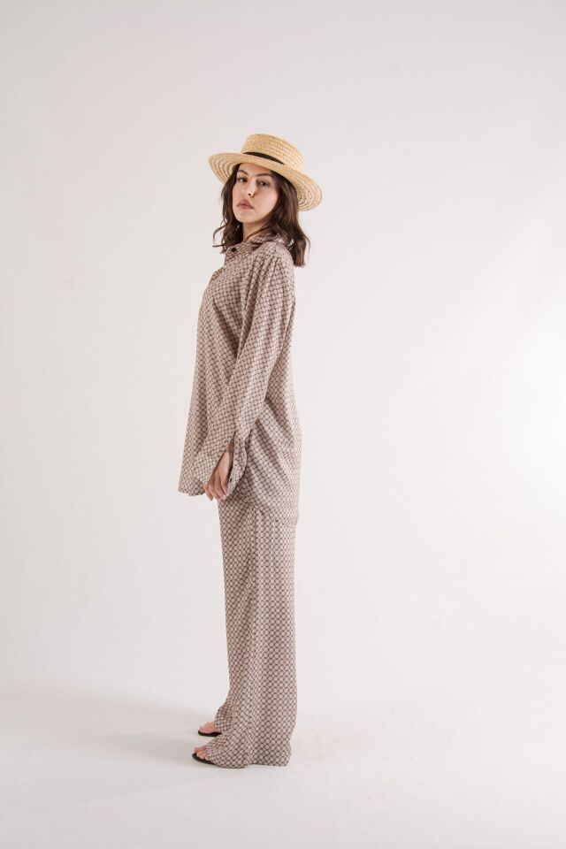 Petek Desenli Oversize Takım