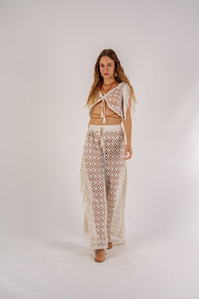 Bohem Püskül Detaylı Beachwear Takım