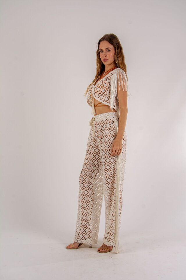 Bohem Püskül Detaylı Beachwear Takım