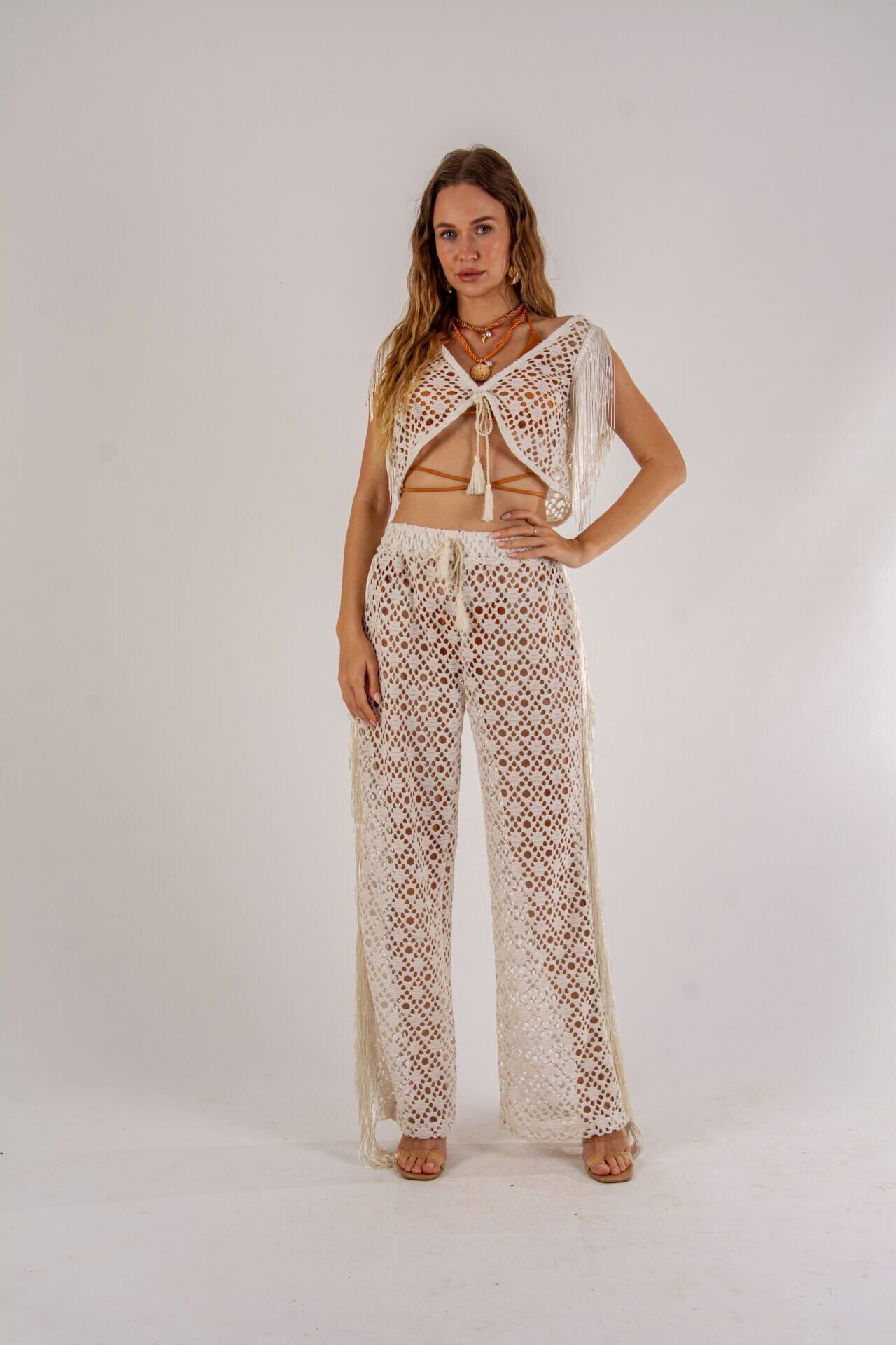 Bohem Püskül Detaylı Beachwear Takım