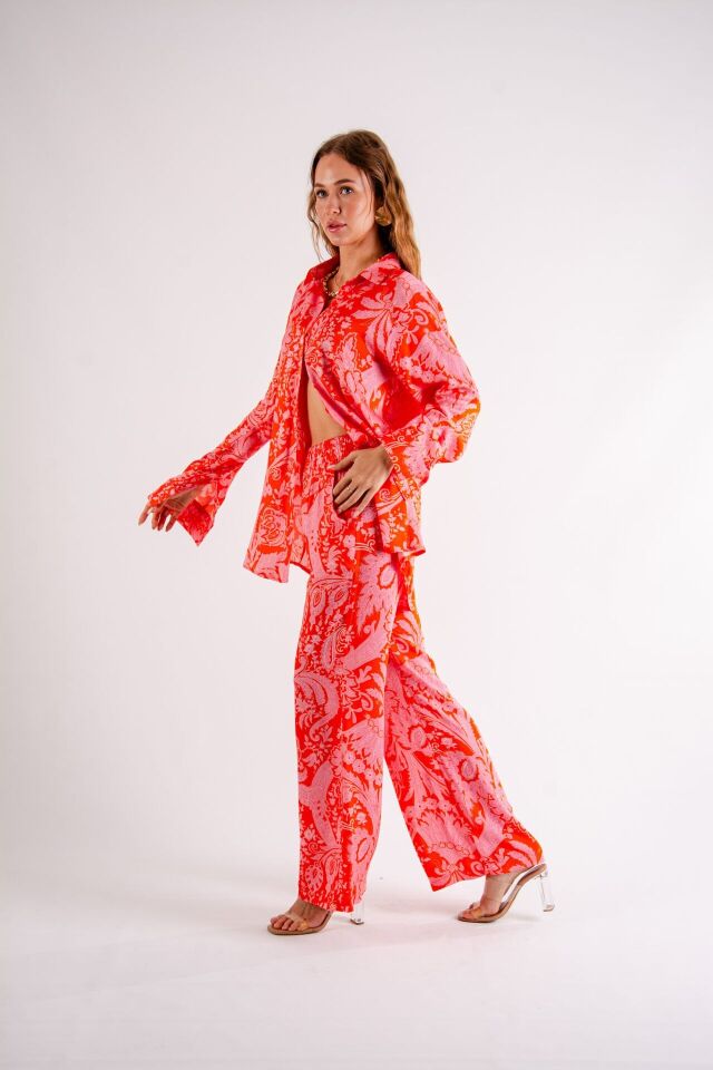 Şal Desenli Oversize Takım