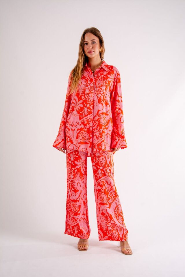 Şal Desenli Oversize Takım