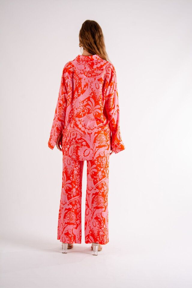 Şal Desenli Oversize Takım