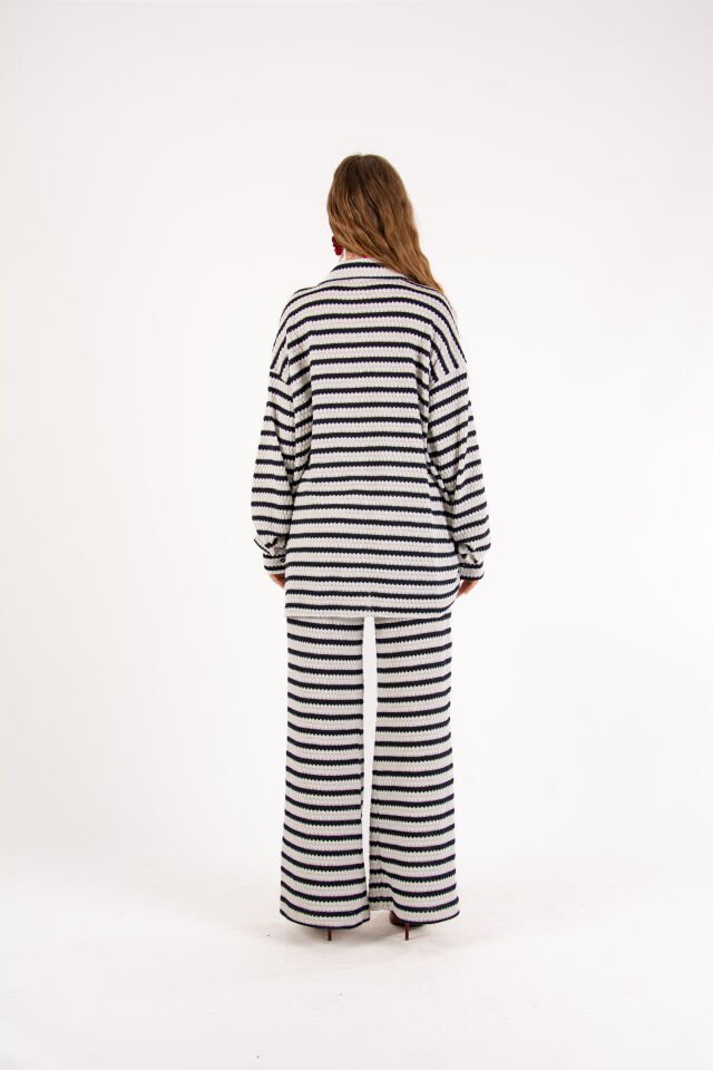 Çizgili Triko Oversize Takım