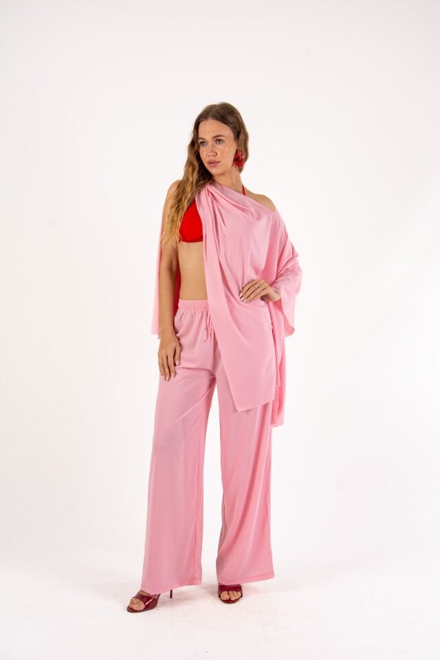 Pembe Pareo Detaylı İkili Takım