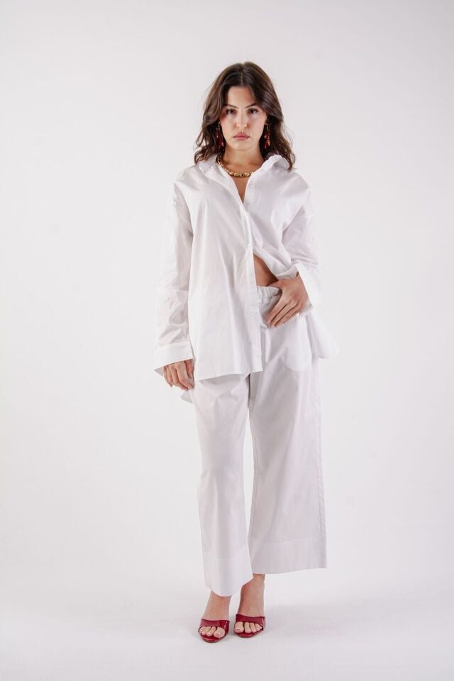 Beyaz Oversize Gömlek L-XL